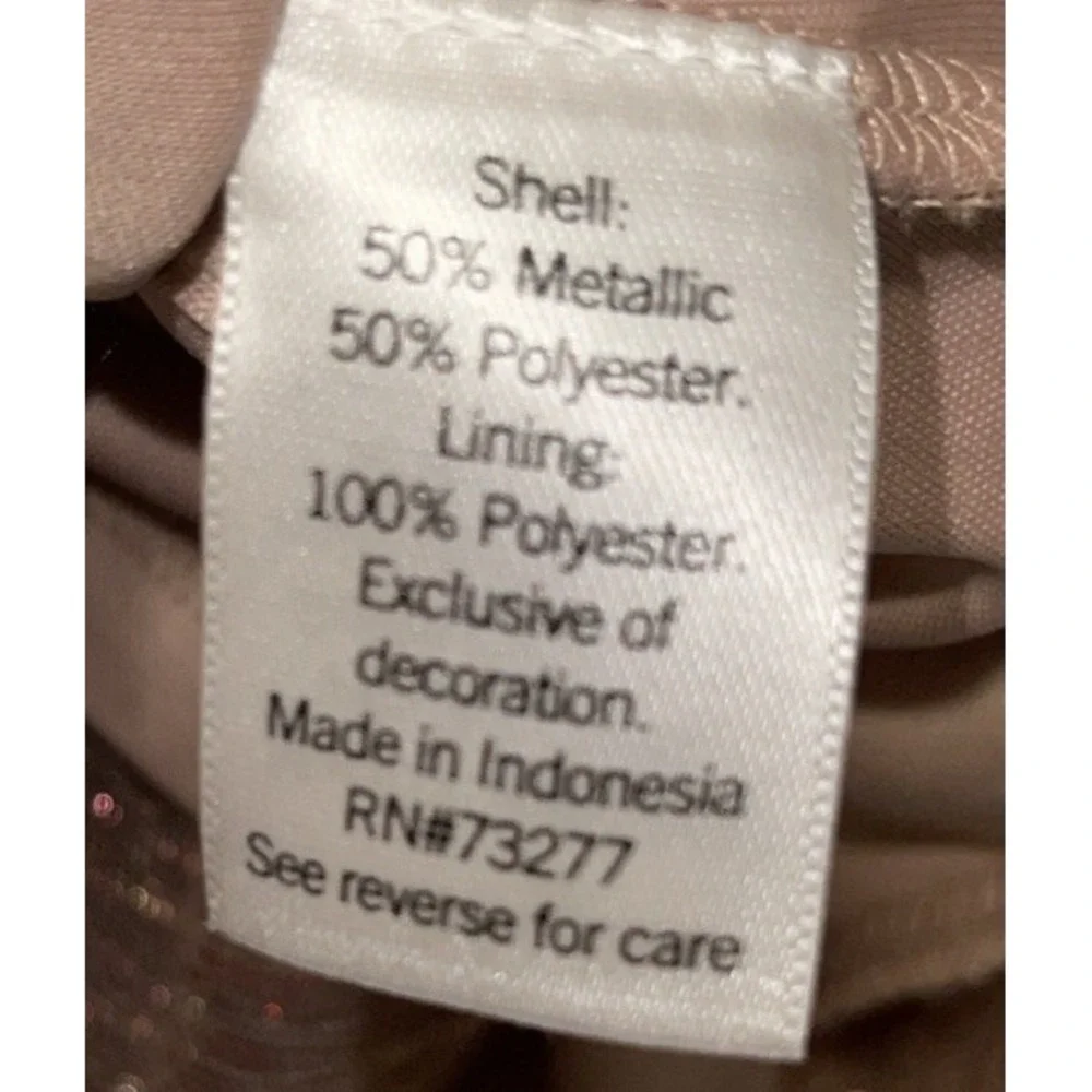 Nine West Dress Size Med SHIMMERY Metallic Rose‎ Gold  Mock Neck Flowy